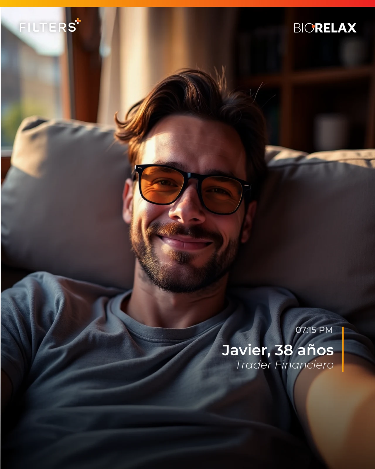 Hombre usando lentes SPECTRλ Biohacking