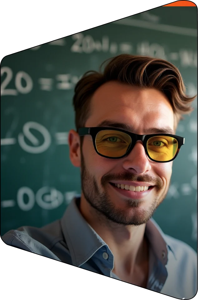 Hombre con lentes SPECTRλ en un aula