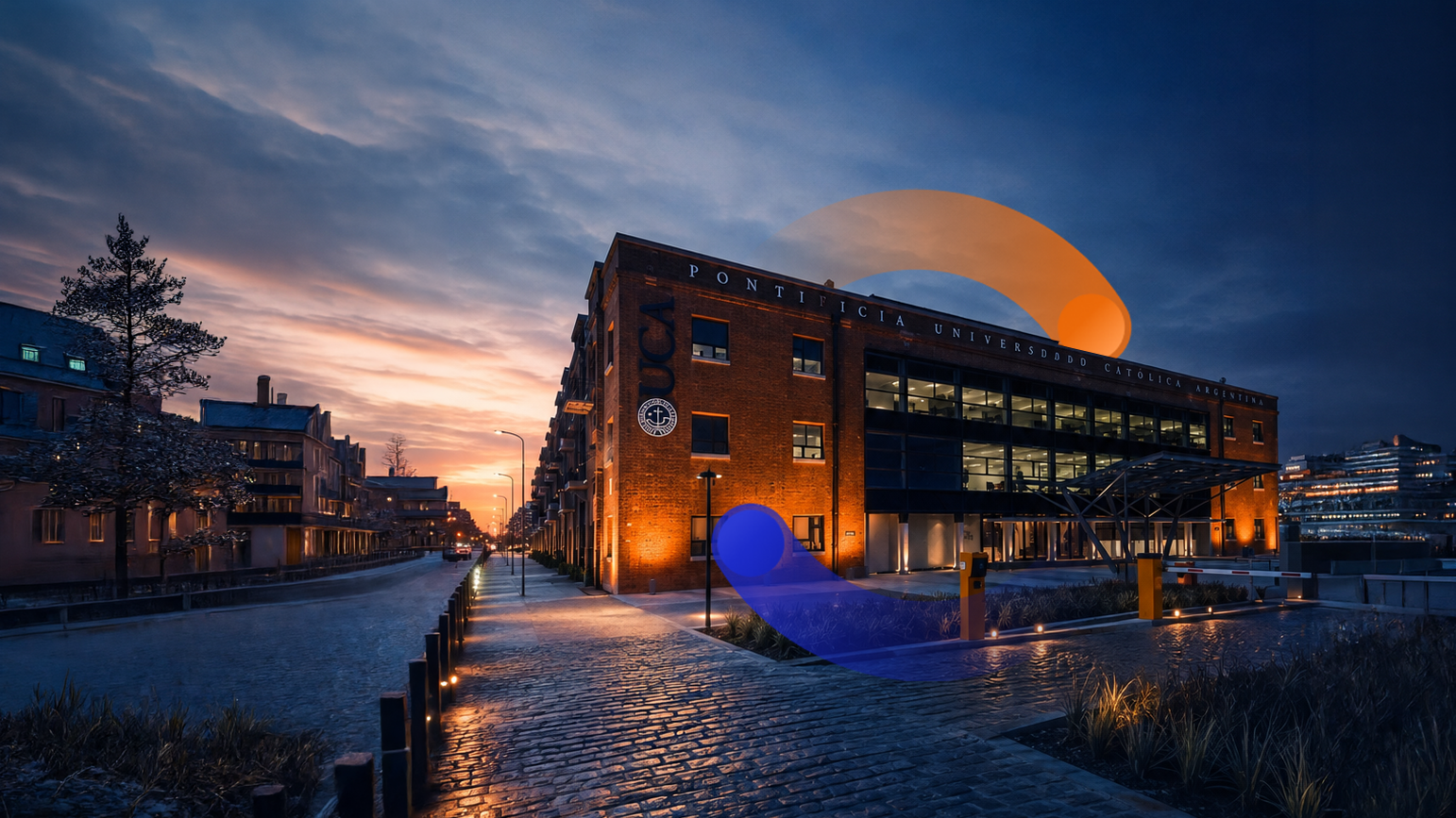 Sede de la UCA en Puerto Madero, al atardecer